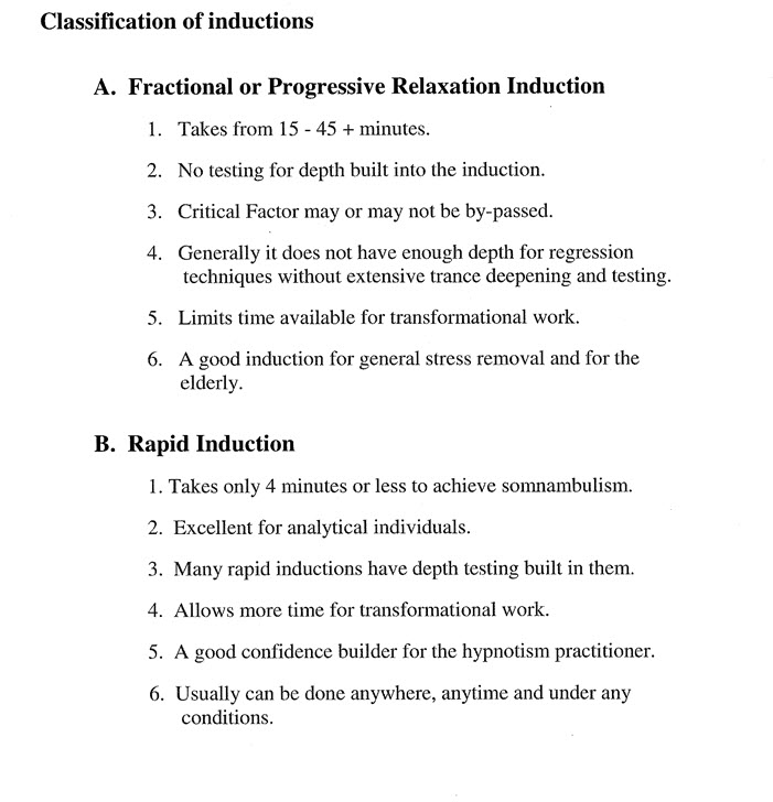 Types of Induction Mentoring Hypnosis